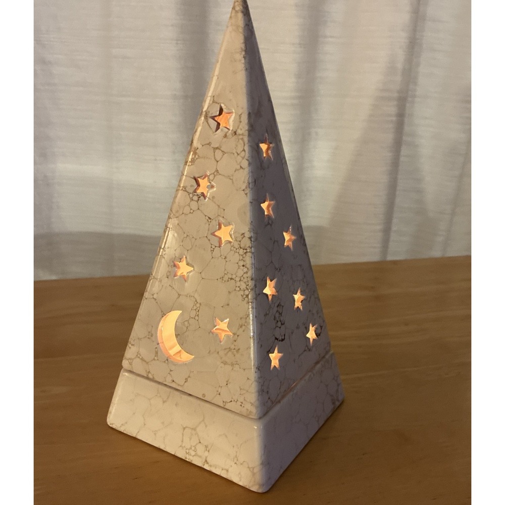 VTG Partylite Galaxy Pyramid Tea light Holder Witchy Celestial Moon And Stars
